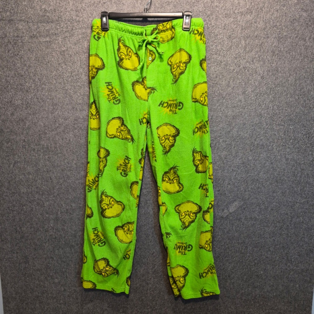 Dr Suess The Grinch Men's Med PJ Pants Fleece Loungewear Christmas Pajamas